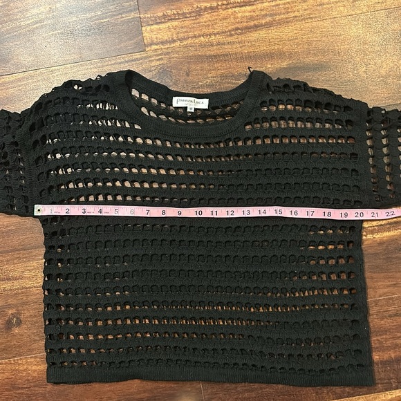 Patrizia Luca Open Knit Sweater Top Black - Picture 8 of 8